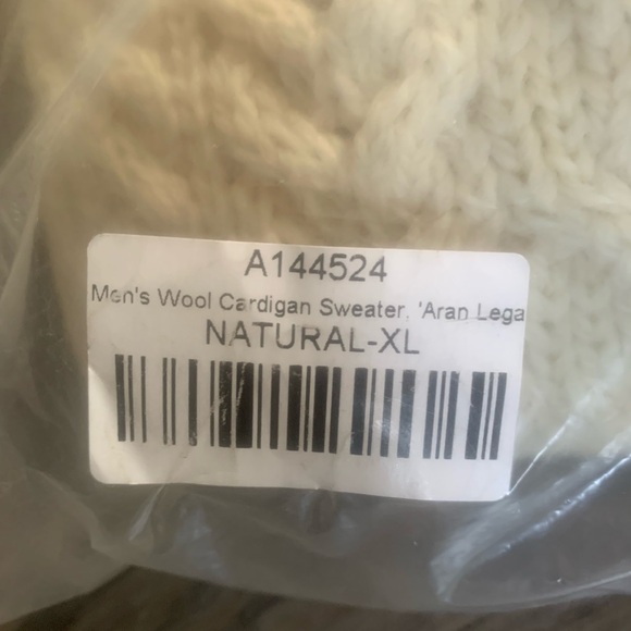 MEN’S WOOL CARDIGAN SWEATER ARAN LEGA /NATURAL-XL - Picture 4 of 5